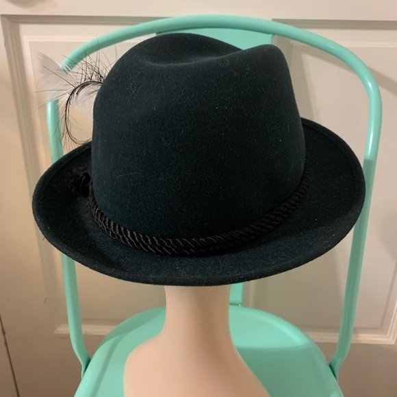 Vintage Hunter Green Felt Fedora with Feathers M - Picture 6 of 7